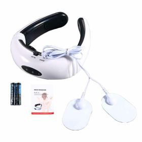 Electric Tens Unit Pulse Neck Massager Magnetic Pulse Therapy Vertebra Relax (Color: White)
