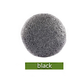 Natural Round Shap Konjac Sponge Face Cleaning Sponge (Color: Black)