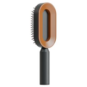 Self Cleaning Hair Brush For Women One-key Cleaning Hair Loss Airbag Massage Scalp Comb Anti-Static Hairbrush (Option: Black gold)