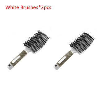 Hairbrush Anti Klit Brushy Haarborstel Women Detangler Hair Brush Bristle Nylon Scalp Massage Teaser Hair Brush Comb (Option: White-2pcs)